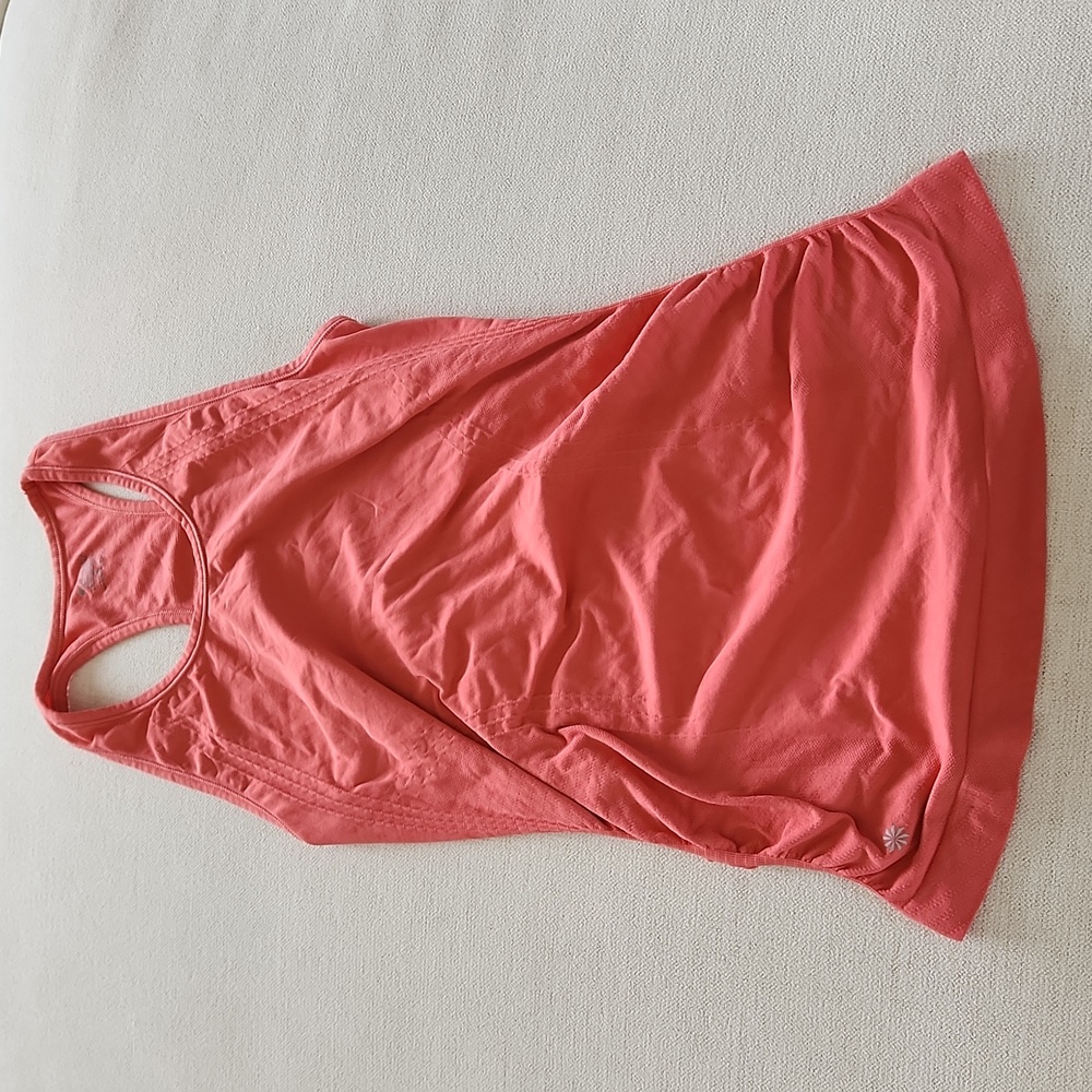 Athleta Sleeveless Coral Racerback Tank Ruched Sides Size Small